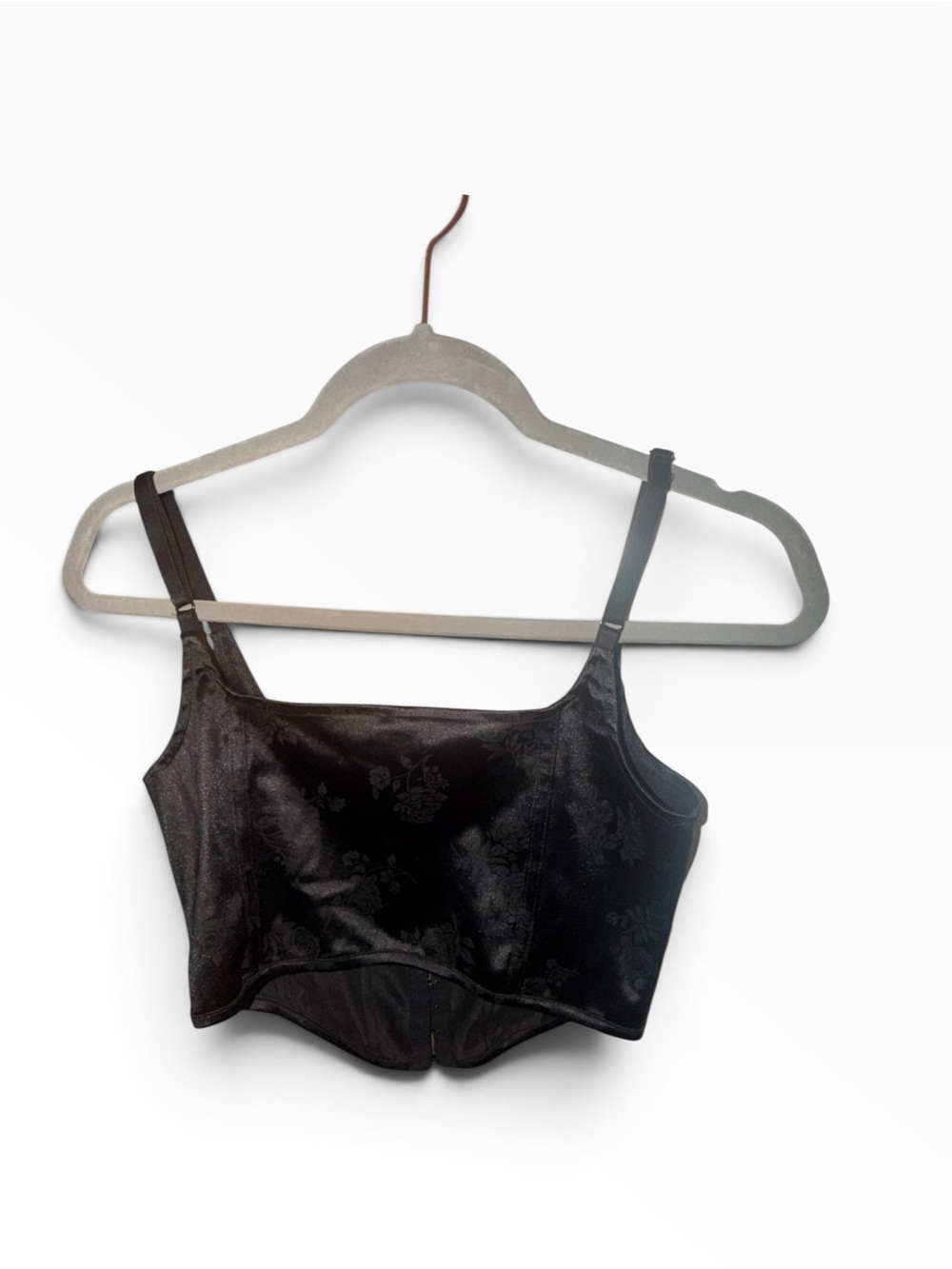 Motel Black Floral Satin Crop Camisole - Women Intimates Medium